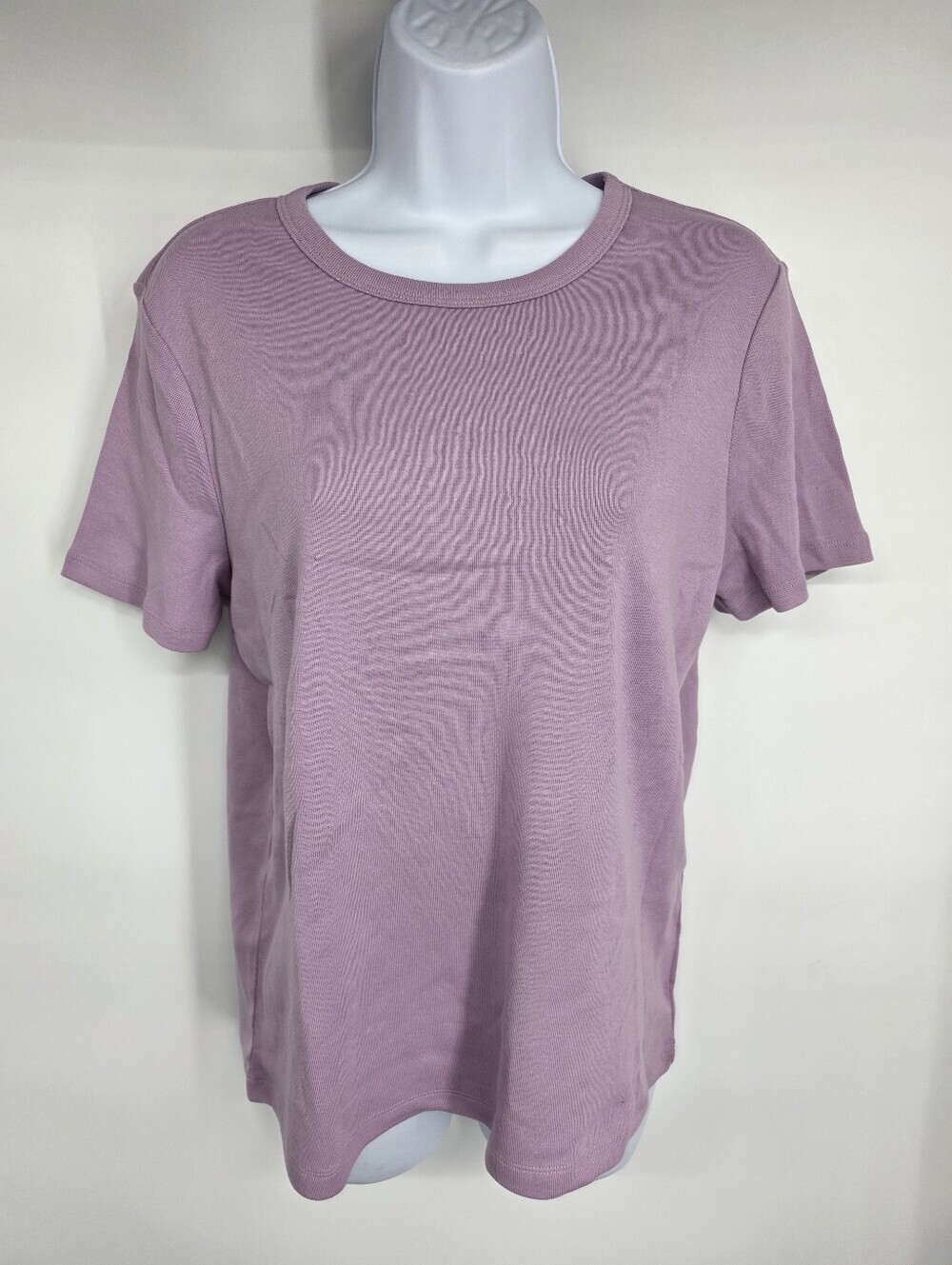 Pendleton Womens M Orchid Purple Ribbed Knit Crewneck Tee Short Sleeve T-Shirt